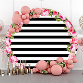 Rose Schwarz Und Weiß Streifen Geburtstag Kreis Hintergrund